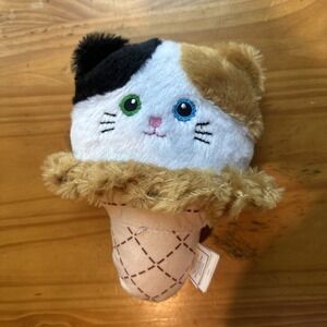 Ice Cream Cone Kitty Cat Plush/Stuffed Toy Calico Kitty Cat Plush 0+